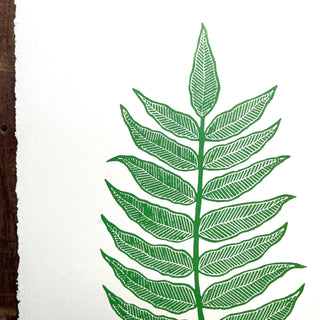 SECONDS : Hand Block Printed Fern Art Print - No. 5798