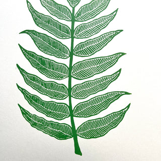 SECONDS : Hand Block Printed Fern Art Print - No. 5798