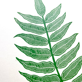 SECONDS : Hand Block Printed Fern Art Print - No. 5798