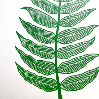 SECONDS : Hand Block Printed Fern Art Print - No. 5798