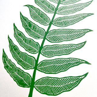 SECONDS : Hand Block Printed Fern Art Print - No. 5798