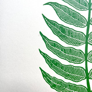 SECONDS : Hand Block Printed Fern Art Print - No. 5798