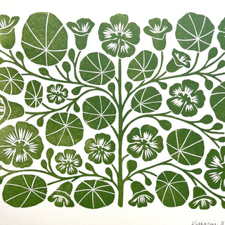 SECONDS : Hand Block Printed Nasturtium Art Print - No. 5799