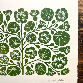 SECONDS : Hand Block Printed Nasturtium Art Print - No. 5799