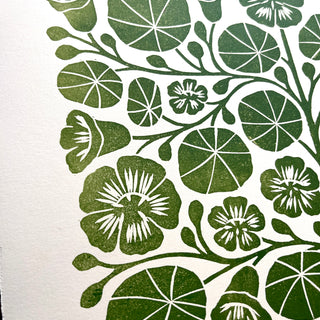 SECONDS : Hand Block Printed Nasturtium Art Print - No. 5799