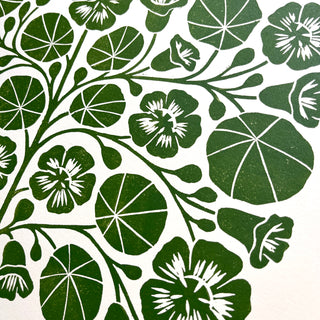 SECONDS : Hand Block Printed Nasturtium Art Print - No. 5799