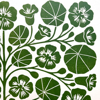 SECONDS : Hand Block Printed Nasturtium Art Print - No. 5799