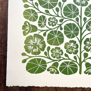 SECONDS : Hand Block Printed Nasturtium Art Print - No. 5799