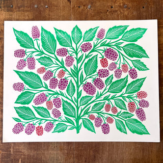 Garden Series: Blackberry Risograph Print