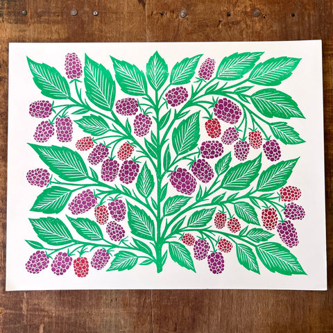 Garden Series: Blackberry Risograph Print