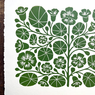 SECONDS : Hand Block Printed Nasturtium Art Print - No. 5800