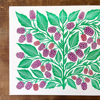 Garden Series: Blackberry Risograph Print