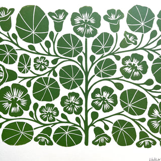 SECONDS : Hand Block Printed Nasturtium Art Print - No. 5800