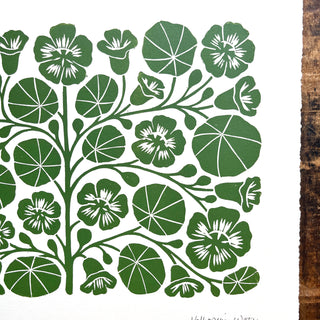 SECONDS : Hand Block Printed Nasturtium Art Print - No. 5800