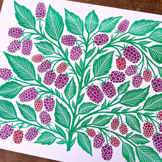 Garden Series: Blackberry Risograph Print