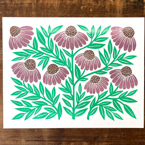 Garden Series: Echinacea Risograph Print