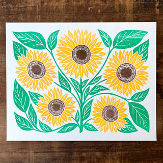 Garden Series: Sunflower Risograph Print