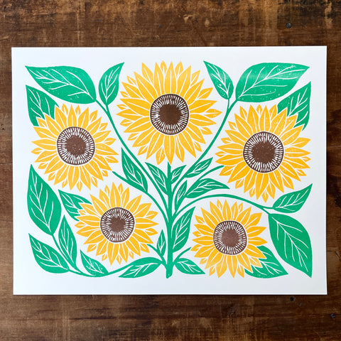Garden Series: Sunflower Risograph Print