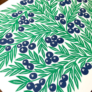 Garden Series: Blueberries Risograph Print