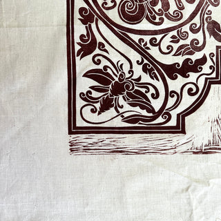 Original Ornate Bird Linocut on Fabric - 10