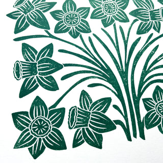 Hand Block Printed Daffodil Art Print - No. 5139