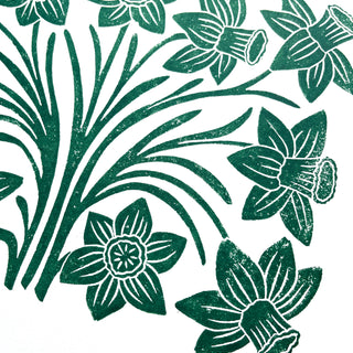 Hand Block Printed Daffodil Art Print - No. 5139