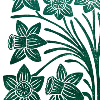 Hand Block Printed Daffodil Art Print - No. 5139