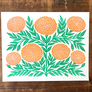Garden Series: Marigold Risograph Print