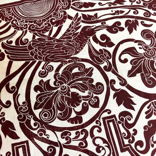 Original Ornate Bird Linocut on Fabric - 12