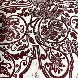 Original Ornate Bird Linocut on Fabric - 14