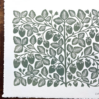 Hand Block Printed Strawberry Art Print - No. 5157