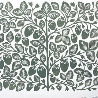 Hand Block Printed Strawberry Art Print - No. 5157