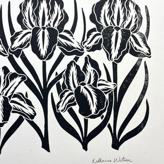 Hand Block Printed Iris Art Print - No. 5163