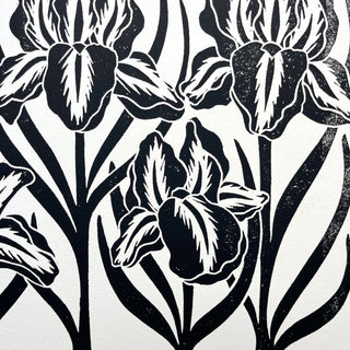 Hand Block Printed Iris Art Print - No. 5163