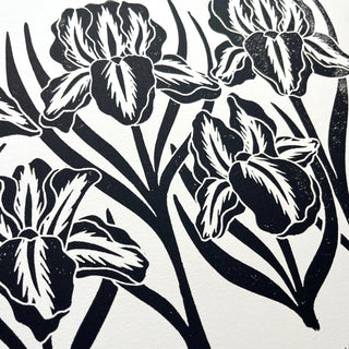 Hand Block Printed Iris Art Print - No. 5163