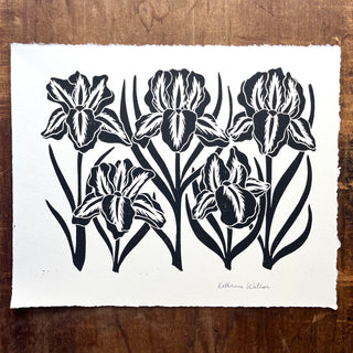 Hand Block Printed Iris Art Print - No. 5164