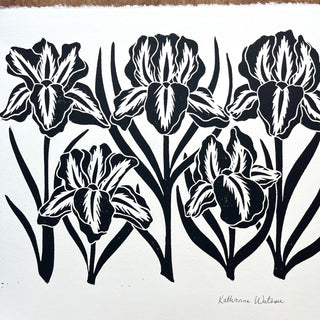 Hand Block Printed Iris Art Print - No. 5164