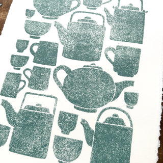 SECONDS : Hand Block Printed Tea Set Art Print - No. 2778
