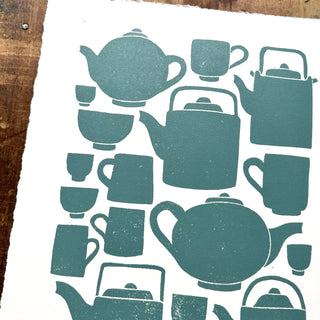 SECONDS : Hand Block Printed Tea Set Art Print - No. 2779