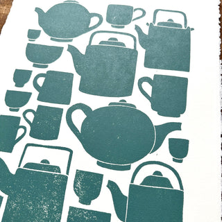 SECONDS : Hand Block Printed Tea Set Art Print - No. 2779