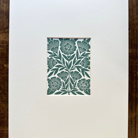 Matted Hand Block Printed Art Print - No. 5558