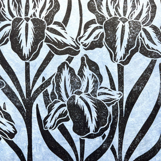 Hand Block Printed Iris Art Print - No. 5174