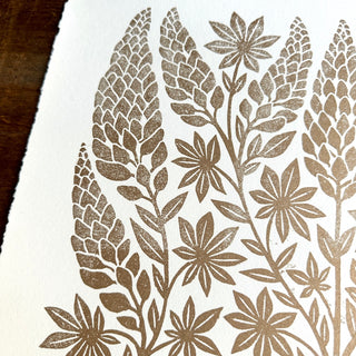 SECONDS : Hand Block Printed Lupines Art Print - No. 5580