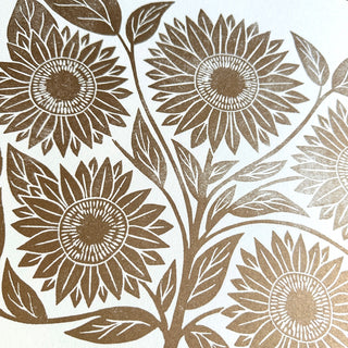 Hand Block Printed Sunflowers Art Print - No. 5584