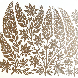 Hand Block Printed Lupines Art Print - No. 5592