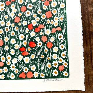 Hand Block Printed Meadow Art Print - No. 5596