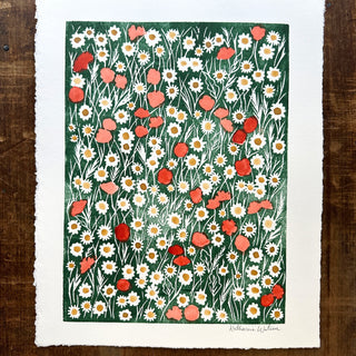 Hand Block Printed Meadow Art Print - No. 5603