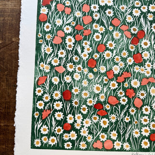 Hand Block Printed Meadow Art Print - No. 5603