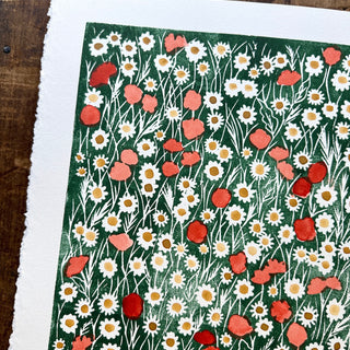 Hand Block Printed Meadow Art Print - No. 5603