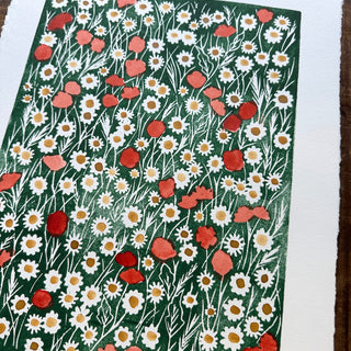 Hand Block Printed Meadow Art Print - No. 5603